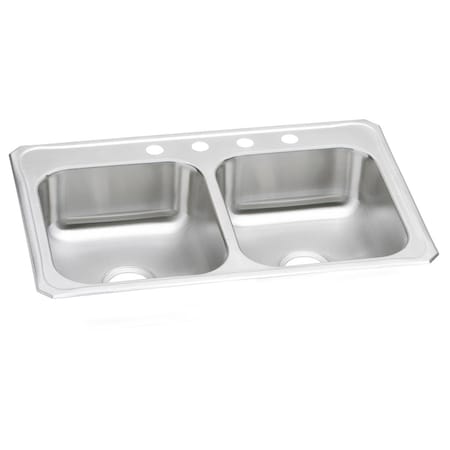 Elkay Celebrity Stainless Steel 33 X 22 X 7 Equal Double Bowl Top Mount Sink CR3322MR2